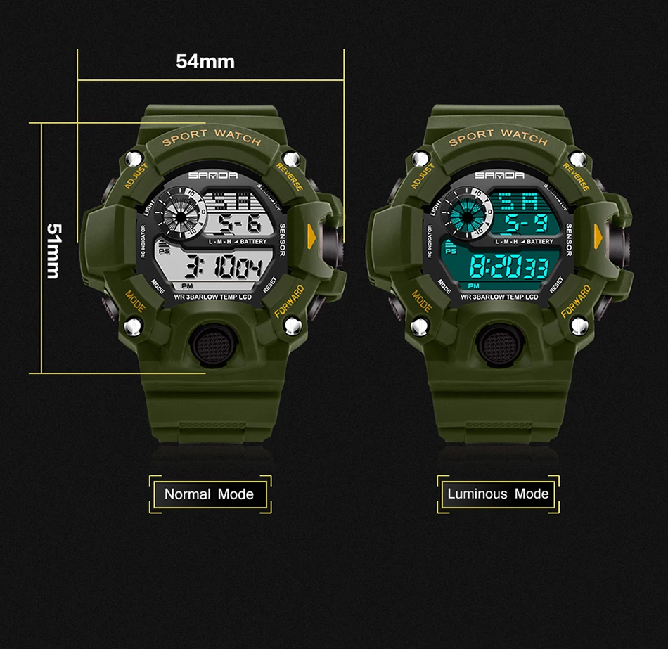 SANDA модные спортивные цифровые часы для мужчин Дайвинг Спорт светодиодный часы для мужчин водонепроницаемый Женева военные часы Relojes hombre 326
