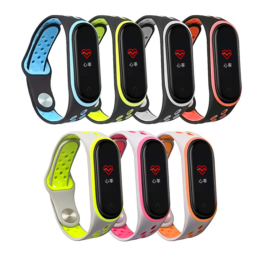 

For Mi Band 3 4 Strap wrist strap for Xiaomi mi band 3 4 Silicone Miband 3 4 accessories pulsera correa Mi 4 Dual Color Strap