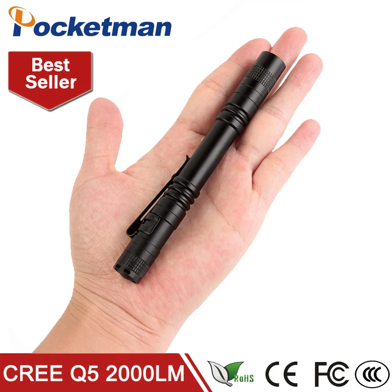 

Mini Flash Light Q5 2000 Lumens LED Flashlight Belt Clip Pocket Torch Portable Flash Torch Lamps,Use AAA
