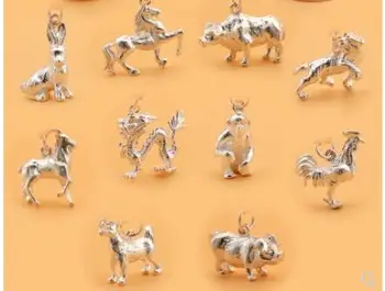 

990 pure zodiac necklace pendant mouse tiger rabbit dragon snake horse monkey dog pig foot necklace jewelry