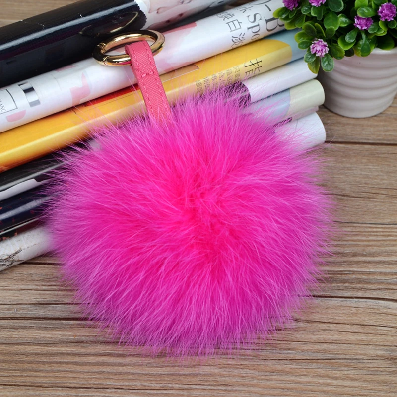 Mullido lindo 11 cm Real Fox piel bola Llavero piel Pom Llavero Chaveiro Llavero Pompon Llavero encantos bolsa colgante accesorios
