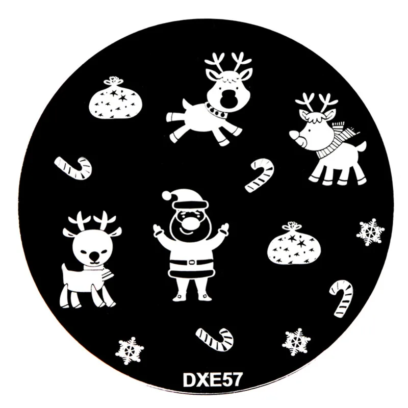 27-DXE57 ELECOOL DIY Рождественская серия круглые пластины для штамповки ногтей из нержавеющей стали Шаблон для штамповки Леди Женщины Девушка штамповки - Цвет: 27-DXE57