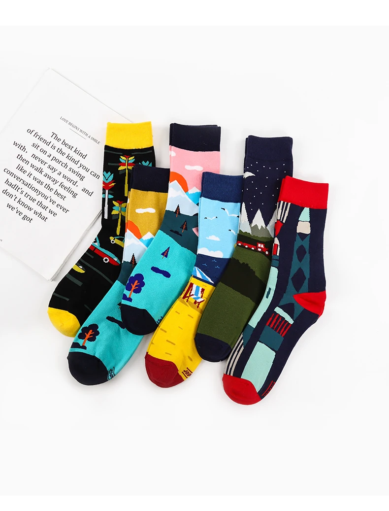 

Japanese Harajuku Style Long Socks Funny Cute Print Woman&Man Socks Cotton Breathable Autumn Winter Warm calcetines 2019 New