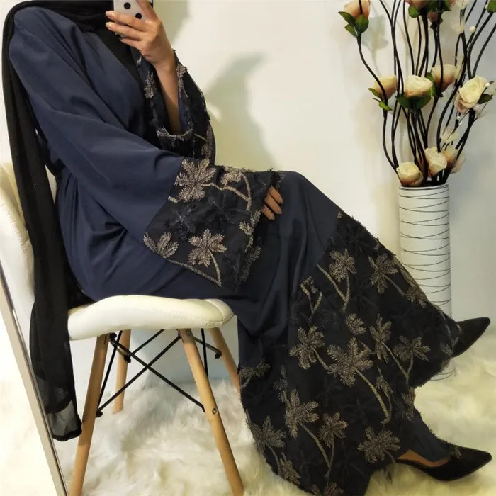 Elegant Chiffon Print Abaya Full Length Muslim Long Robe Gowns Islamic Muslim Middle East Maxi Dress Bandage Kaftan
