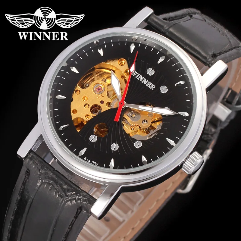 winner men's skeleton watch