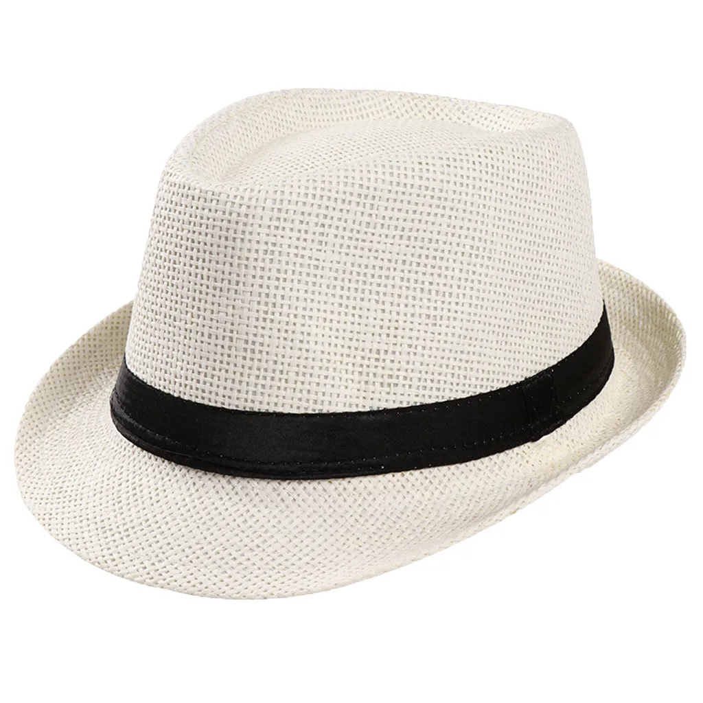 Женская и мужская Панама, летние соломенные шляпы, защита от солнца, ветрозащитная Кепка с широкими полями, гангстер, женская шапка, Ete, Прямая поставка c - Цвет: White 2