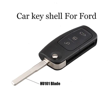 

3 Buttons HU101 Blade Flip Folding Remote Key Shell For FORD Focus Fiesta C Max Galaxy Mondeo MK4 Ka 2003-2013 Key Case