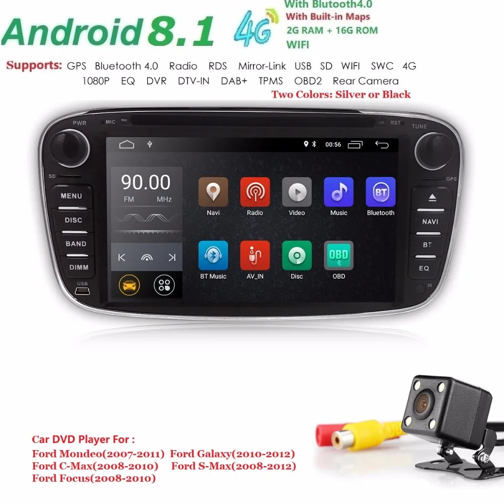 

2din Android8.1 4/QuadCore Car DVD Player GPS Navi USB RDS SD For Ford Focus Mondeo Galaxy with Audio Radio Stereo Head Unit DAB