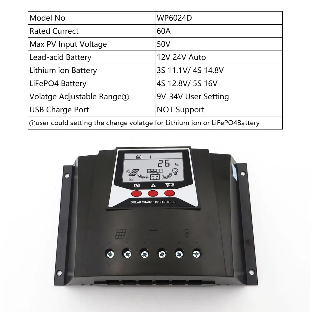 10A 20A 30A 40A 50A 60A 12V 24V интеллектуальная панель солнечных батарей Контроллер заряда батареи Регуляторы ЖК-дисплей li-ion - Цвет: 60A 12 24V