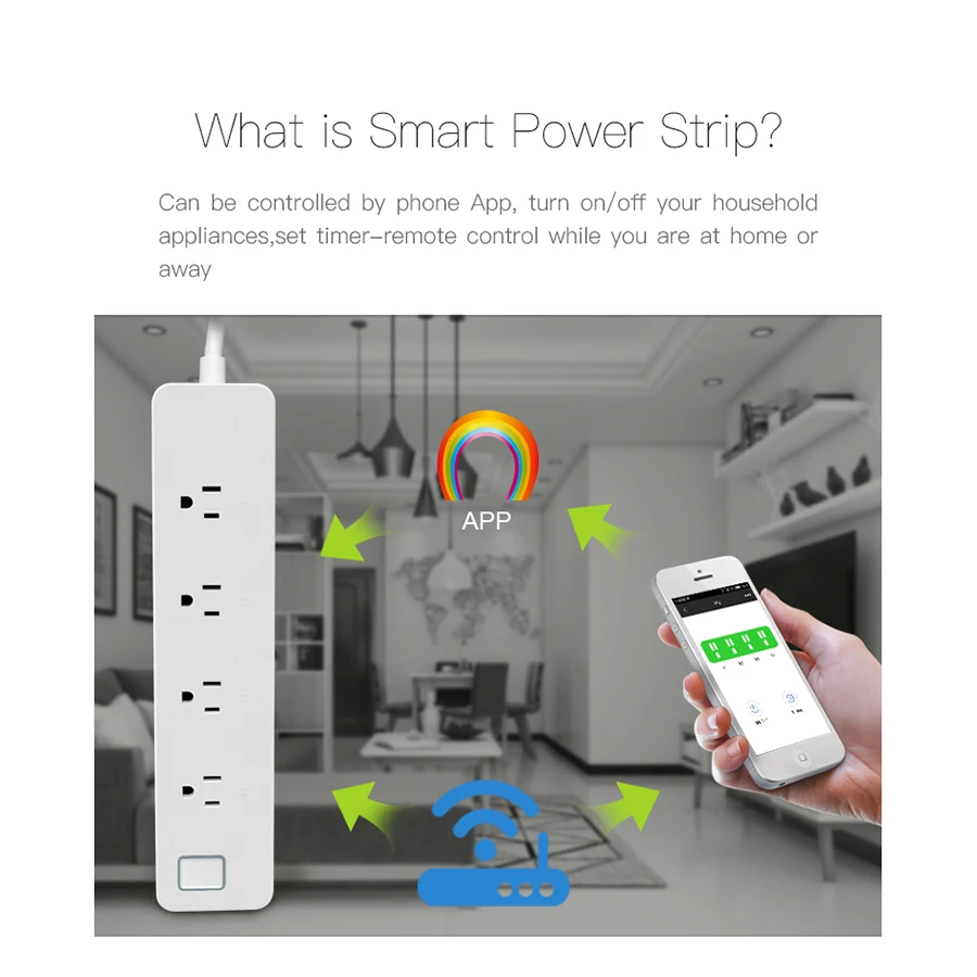 Swb1 2000 Вт Wi Fi Разъем Smart мощность полосы умный 4 Порты Plug беспроводной пульт дистанционного управления для Amazon Alexa Echo (США Plug)