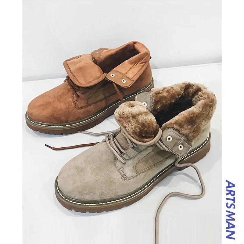 

Winter Korean Version Trend Of Men's Tooling Plus Velvet High-top Shoes To Keep Warm Martin Boots