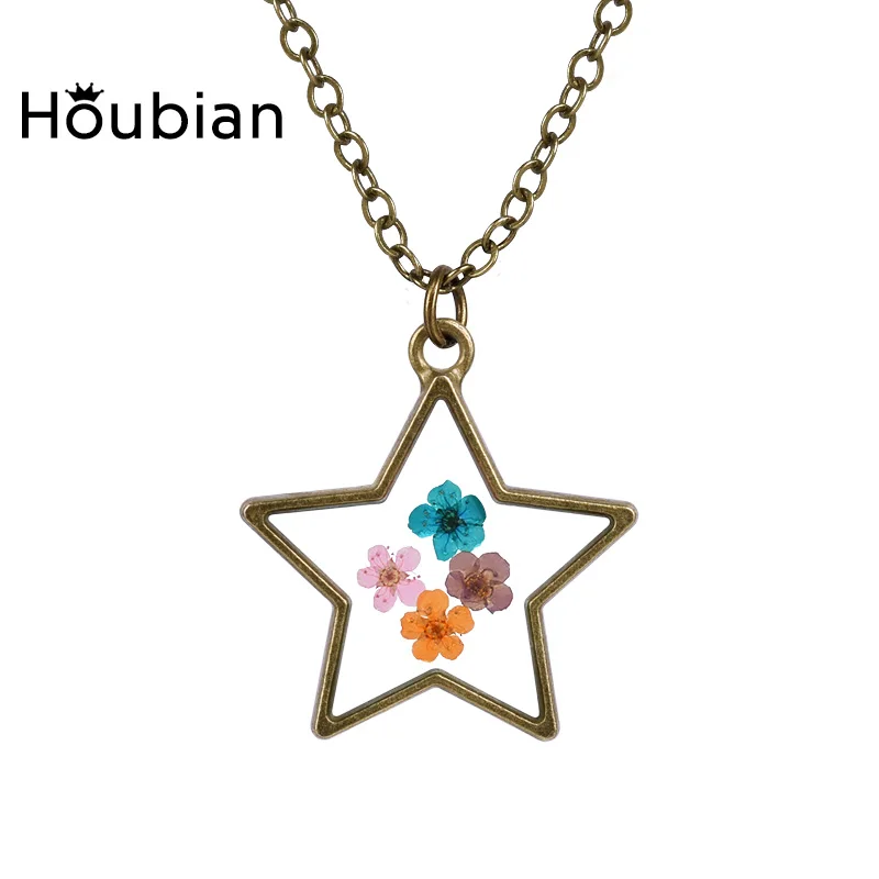 

Epoxy Dried Flower Pendants Pentagram Dried Flower Ornaments for Women'S Party