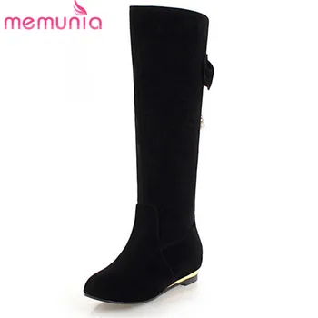 

MEMUNIA 2020 new arrival boots women round toe autumn winter boots slip on crystal sweet lady shoes elegant knee high boots