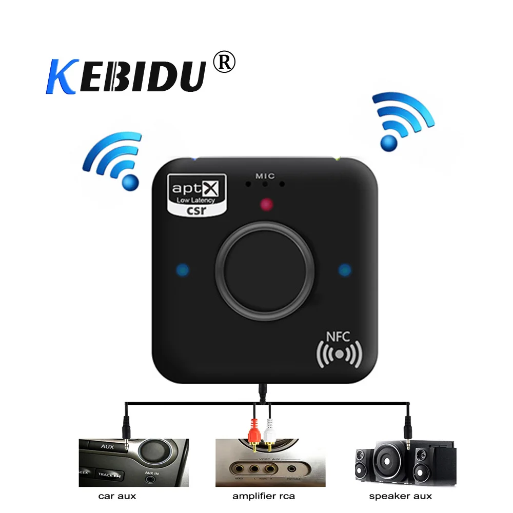 Kebidu B7 PLUS беспроводной Bluetooth 3,5 мм AUX 2 в 1 приемник HiFi музыкальный адаптер CSR чип NFC подключение для автомобильных смартфонов