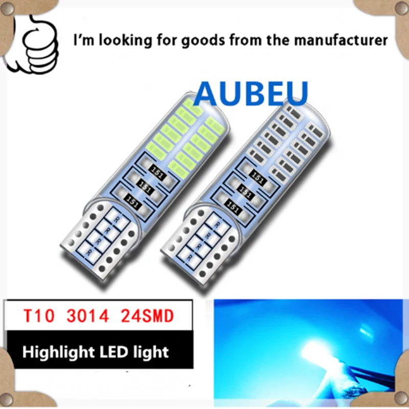 1 шт. T10 LED W5W Автомобильная Лампа 12V t10 6000K белый светодиод 194 168 24smd 3014 чип супер яркий