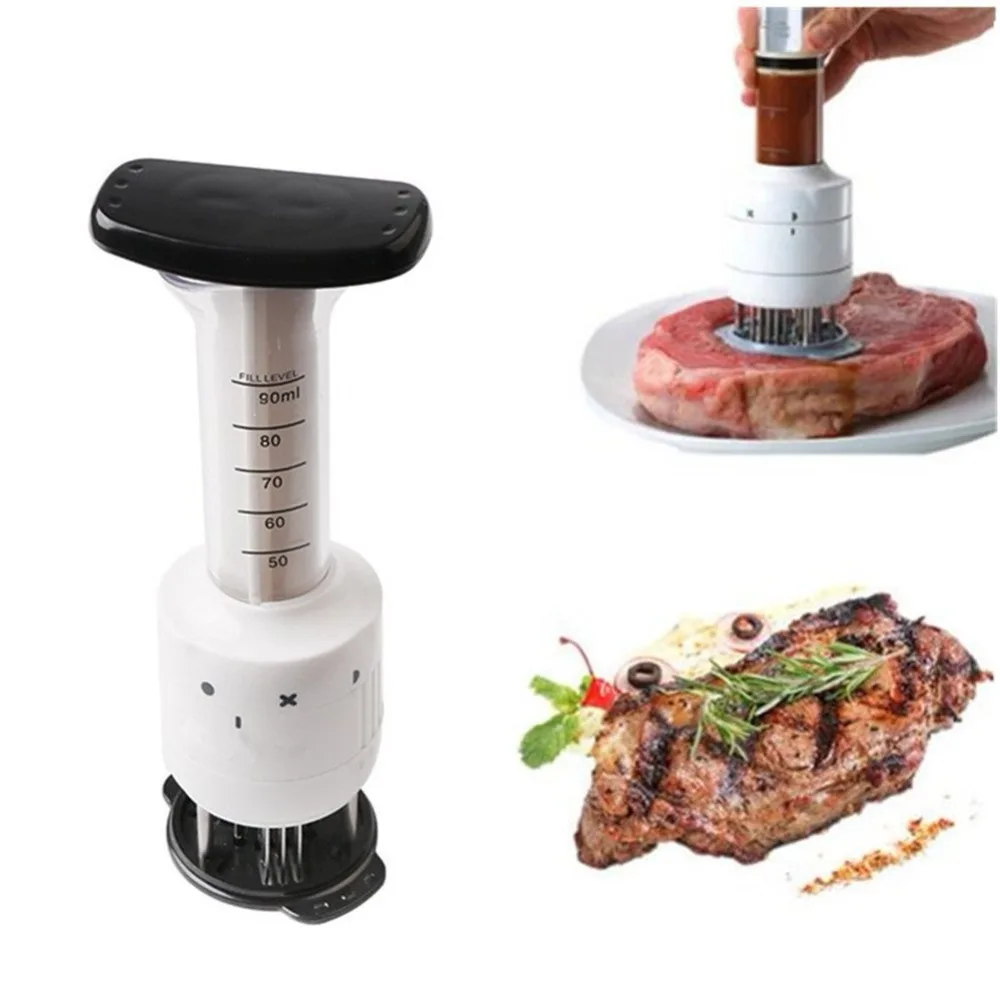 

2019 Meat Tenderizer Needle-Profession Kitchen Tools 2 in 1 Meat Injector,Sauces Injector,Flavor Syringe with Ultra Sharp Blades