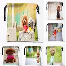 Пользовательские милый питомец Тедди собачка Пудель Drawstring дорожные сумки для хранения мини-сумка Плавание Пеший Туризм игрушки мешок Размеры 18x22 см#0412-04-213