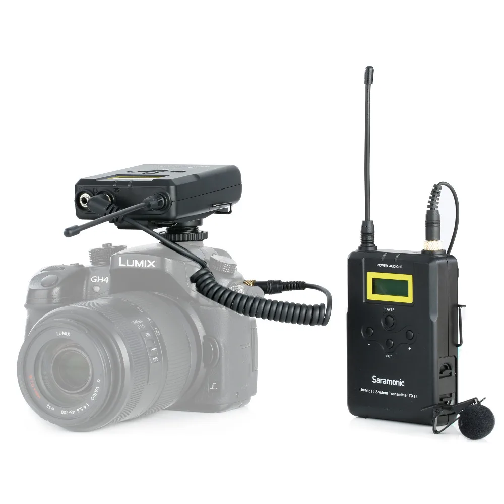 SaramonicWireless микрофонная система, UHF 15 канальный всенаправленный микрофон для DSLR камеры, видеокамеры, интервью, ENG