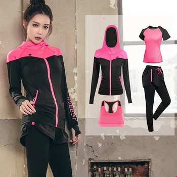 

New yoga suit peach heart women's professional gym running suit loose speed dry suit love suit