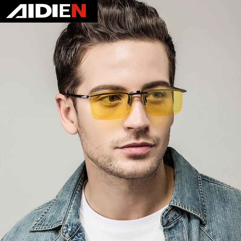 Polarized sunglasses clip on glasses yellow lens for myopia nearsighted