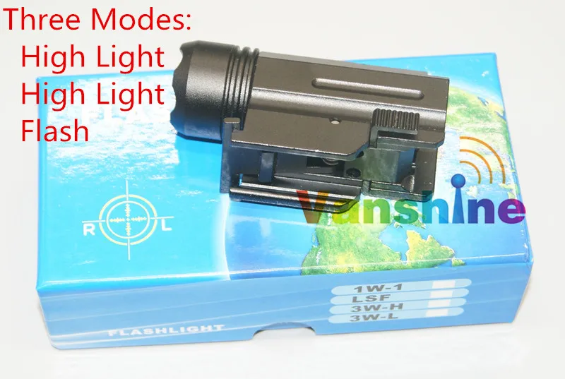 

Quick Release Tactical Led Flashlight Cree for Glock 17 19 20 21 22 23 with 20mm Weaver or Picatinny Rail Glock Accessories