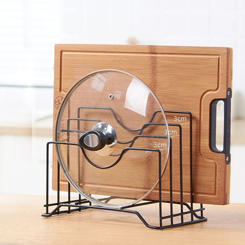 Kitchen Shelf Pan Rack Cutting Board Holder Storage Pot Lid Organizer Stands Tapas Cover Stand Stainless Steel Dish Kitchen Rack