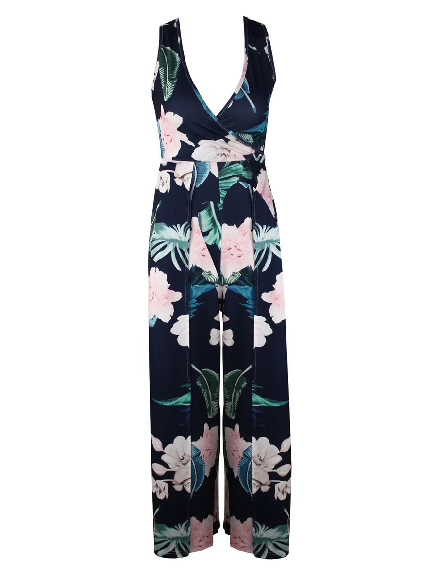 Gladiolus Hot Summer Jumpsuit Women 2019 V Neck Floral Print Split Long Pants Beach Sexy Jumpsuits 2019 Rompers Womens Jumpsuit (44)