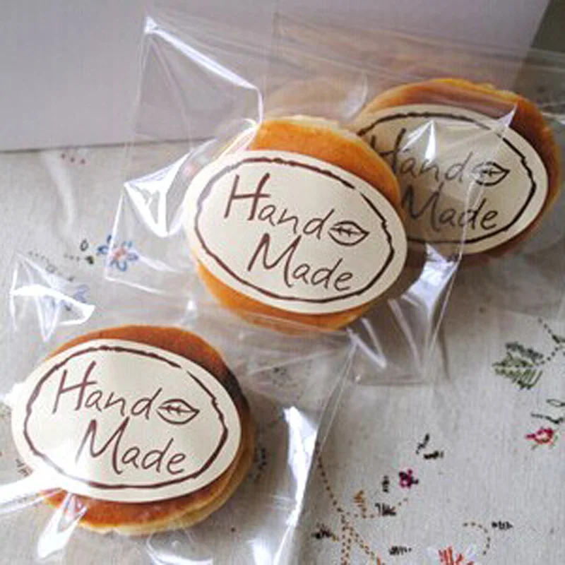 

100pcs Paper Sticlers DIY Multifunction Oval Sticker for Handmade Products Hand Made Sticker Gift Food Cookie Package Sticker