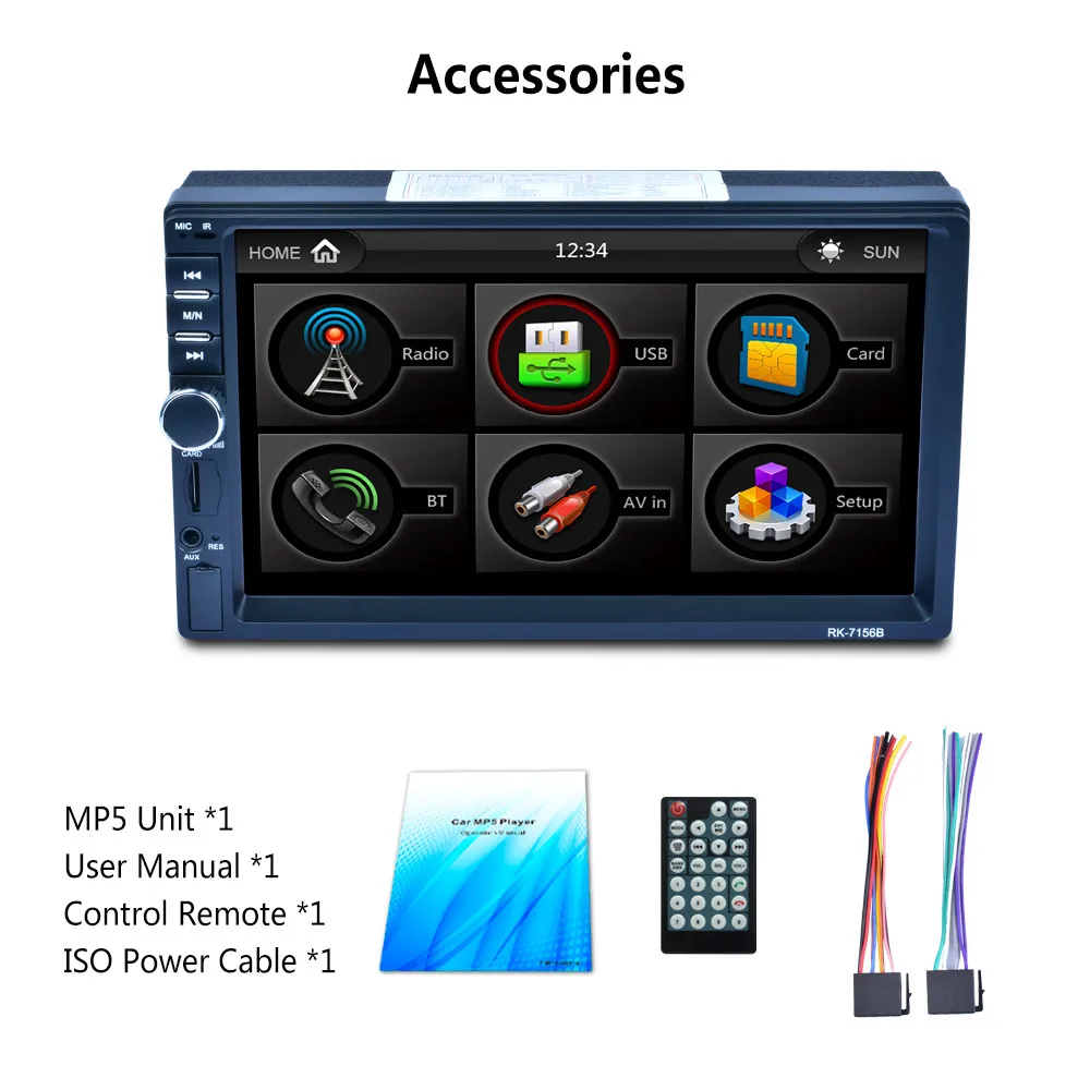 Для Android двойной 2 DIN автомобиль 7 MP3 MP5 плеер стерео FM RDS Радио Bluetooth USB AUX для honda accord 8 2003 2007 экран