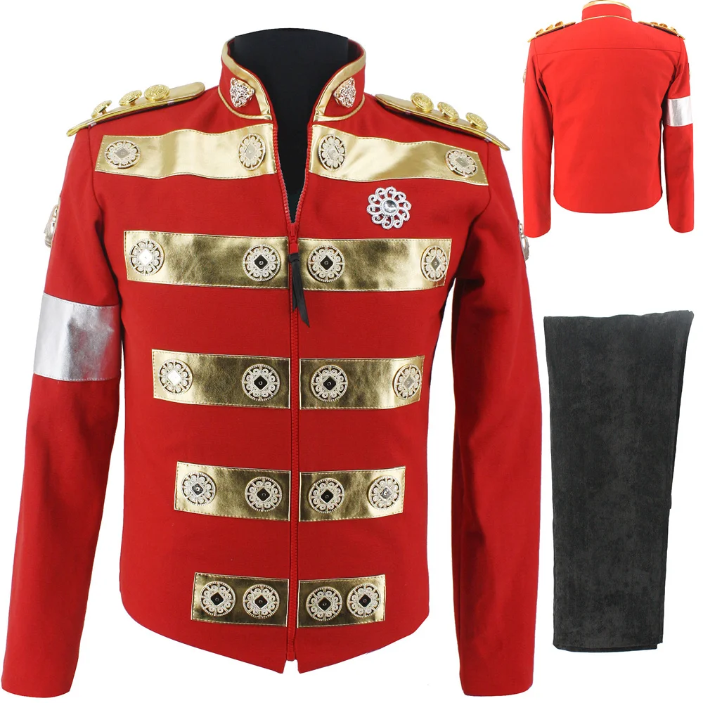 

Rare MJ Michael Jackson Africa Red Handmade Jacket Charity Tour with Child England Style Costume in 1994's