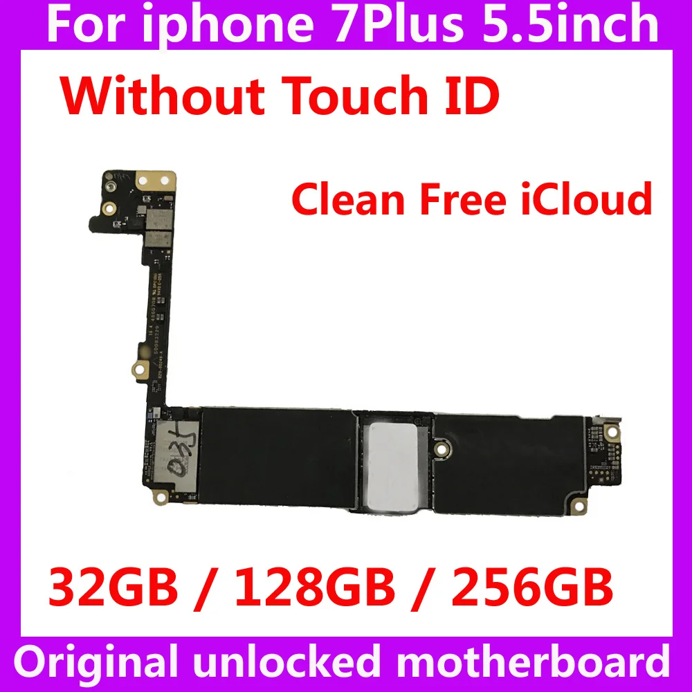 

without touch ID motherboard for iphone 7 Plus 7Plus 32GB 128GB 256GB factory unlocked IOS system logic board Original mainboard