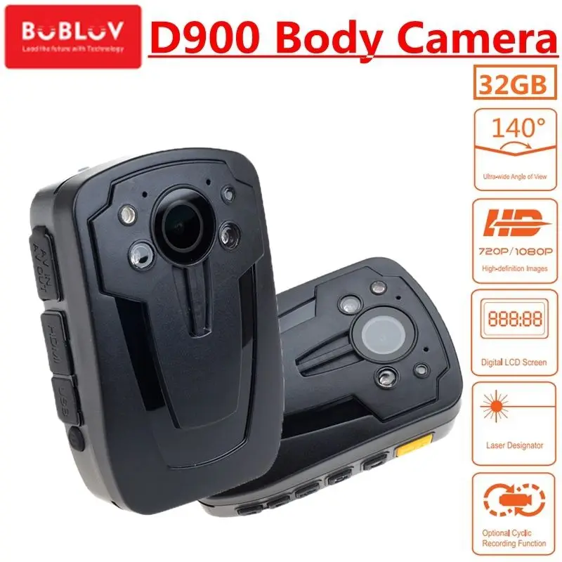 

BOBLOV Body Camera Mini D900 Novatek 96650 32GB HD1080P Camcorder Wearable Police Cam IR Night Vision Video Recorder Dash Cams