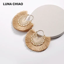 LUNA CHIAO,, модные серьги в виде цветка, с металлической бахромой, для женщин, Boho, серьга бижутерия, ювелирное изделие