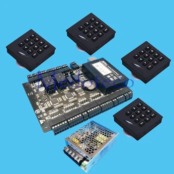 

C3-200 two doors access control panel System +Power Unit + 4PCS Keyapd 125khz KR102E rfid Reader Rfid Card Access Control