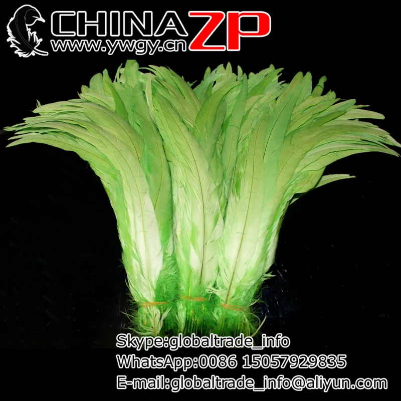 

CHINAZP Factory Wholesale Price 100pieces/lot 30~35cm(12~14inch) Length Good Quality Dyed Green Rooster Tail Feathers