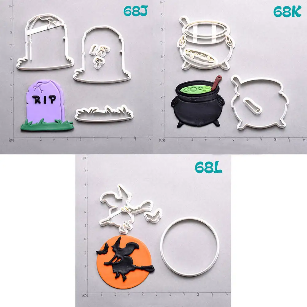 

Cauldron Halloween Tombstone Design Cake Cutter Set Custom Made 3D Printed Cookie Cutter