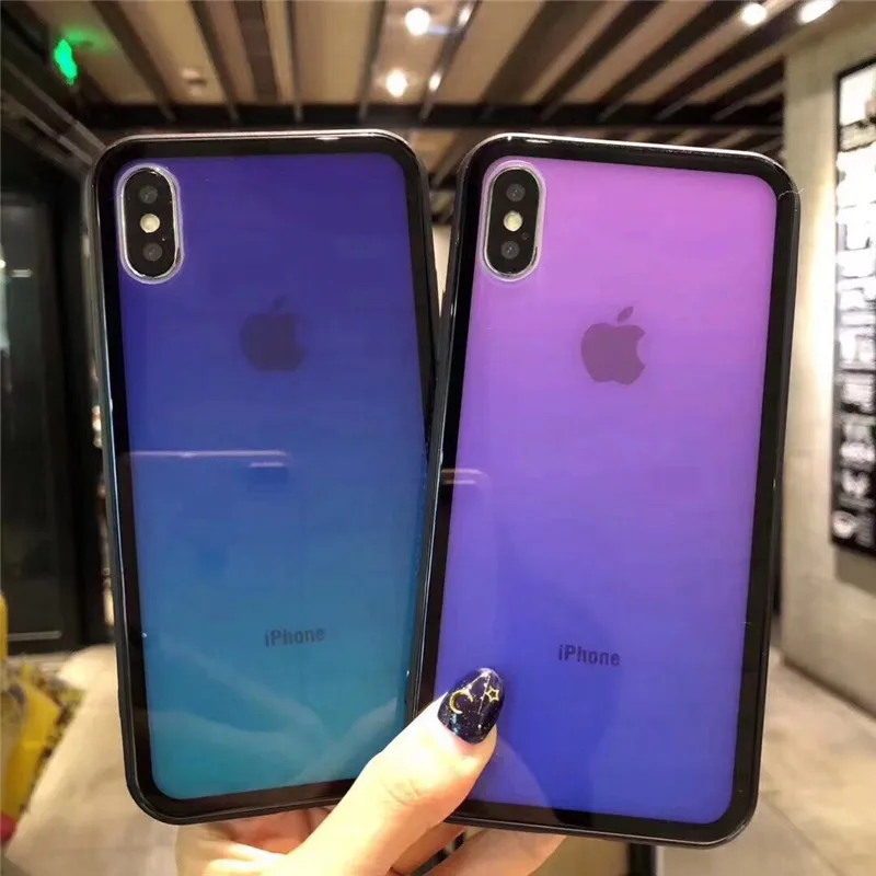 

For iPhone X XS 5.8inch XR 8 7 Plus Phone Cases Luxury Gradual glass Back Cover for iPhone XS Max 6 6S 6Plus Original Case