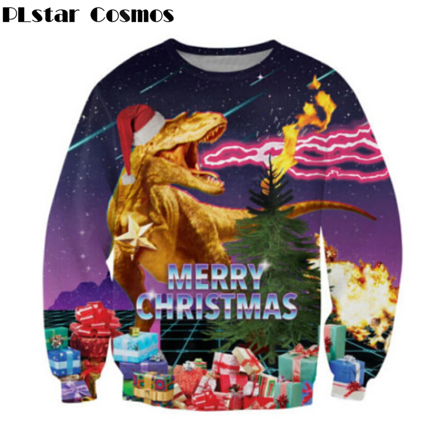  New fashion autumn Santasaurus Rex christmas presents sweatshirt 3d print women/men pullover hoodie