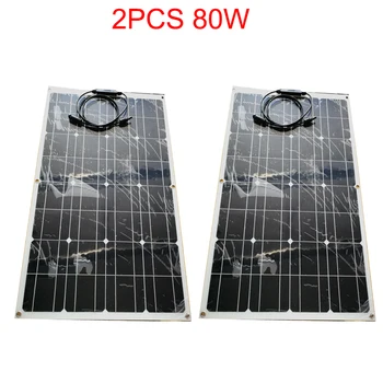 

semi flexible solar panel 2pcs 80W solar panel solar cell 18V 12V car battery charger home system kits