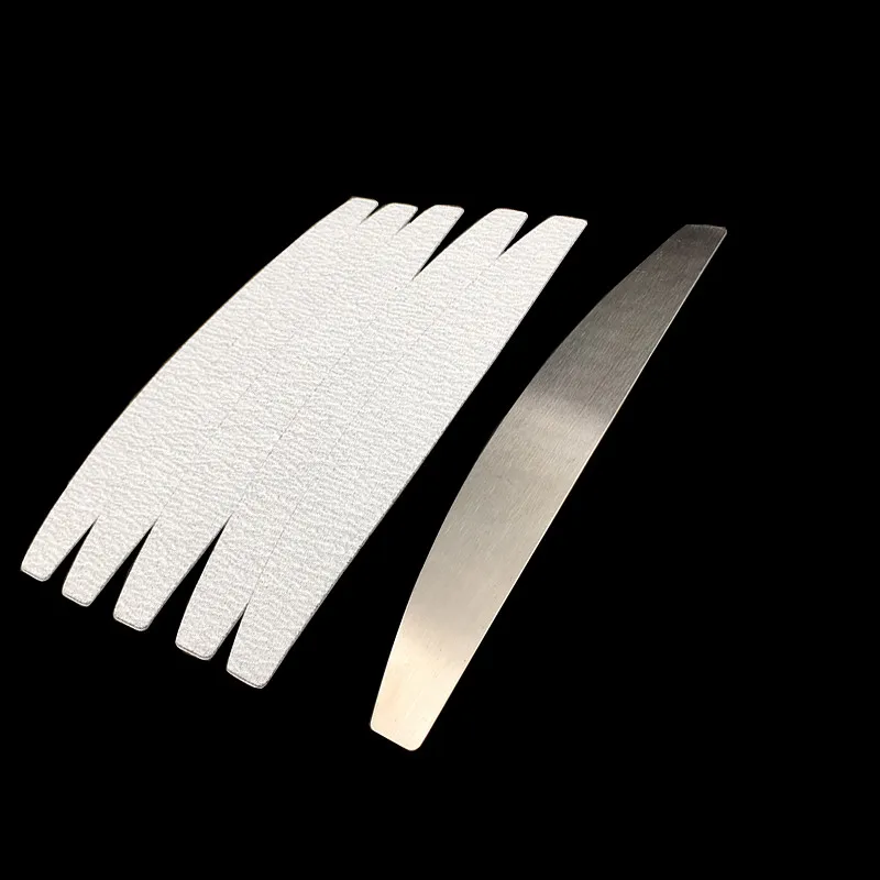 50 шт#100/#180 удаляемая Песочная бумага для замены из нержавеющей стали двухсторонняя пилочка для ногтей Halfmoon Nail Art beauty Tool
