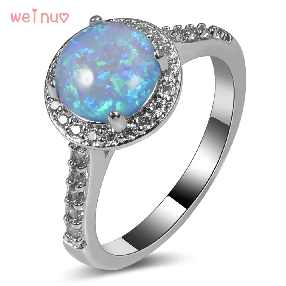 Кольцо из серебра 925 пробы с белым кристаллом и голубым опалом|ring size|ring size 5crystal ring |