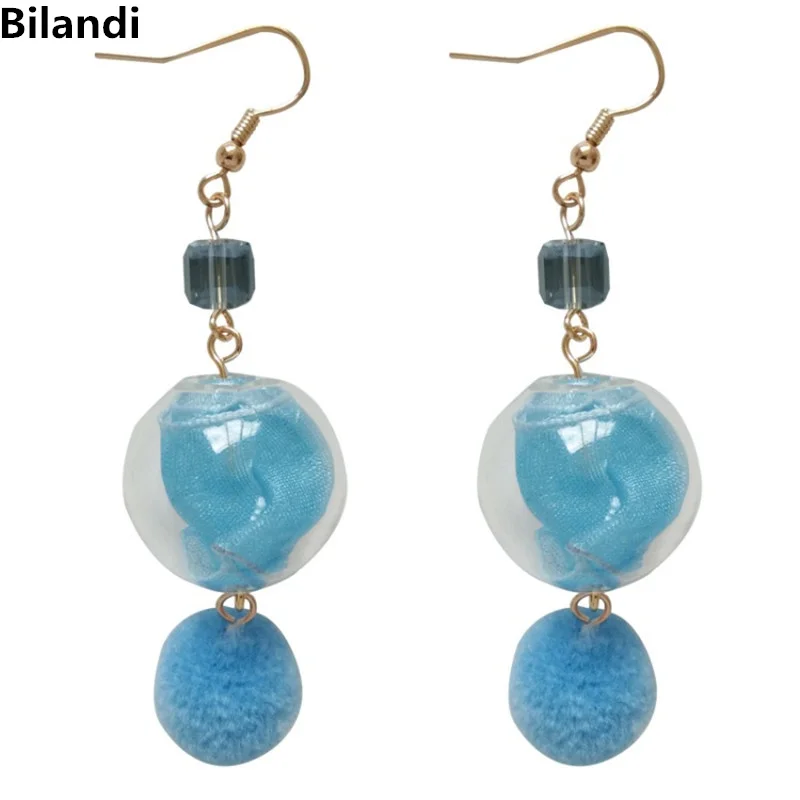

Newest Designs Jewelry Round Pattern Pompon Earrings For Women