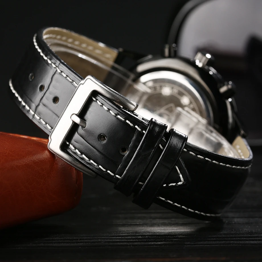 Keller & Weber Mens Watches 30m Waterproof Quartz Business Watches Date Display Genuine Leather Band Relogio Masculino Best Gift (31)