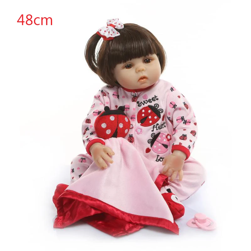 

Full silicone vinyl body reborn baby dolls newborn girl bb reborn 19" 48cm bebes reborn toddler doll toys gift