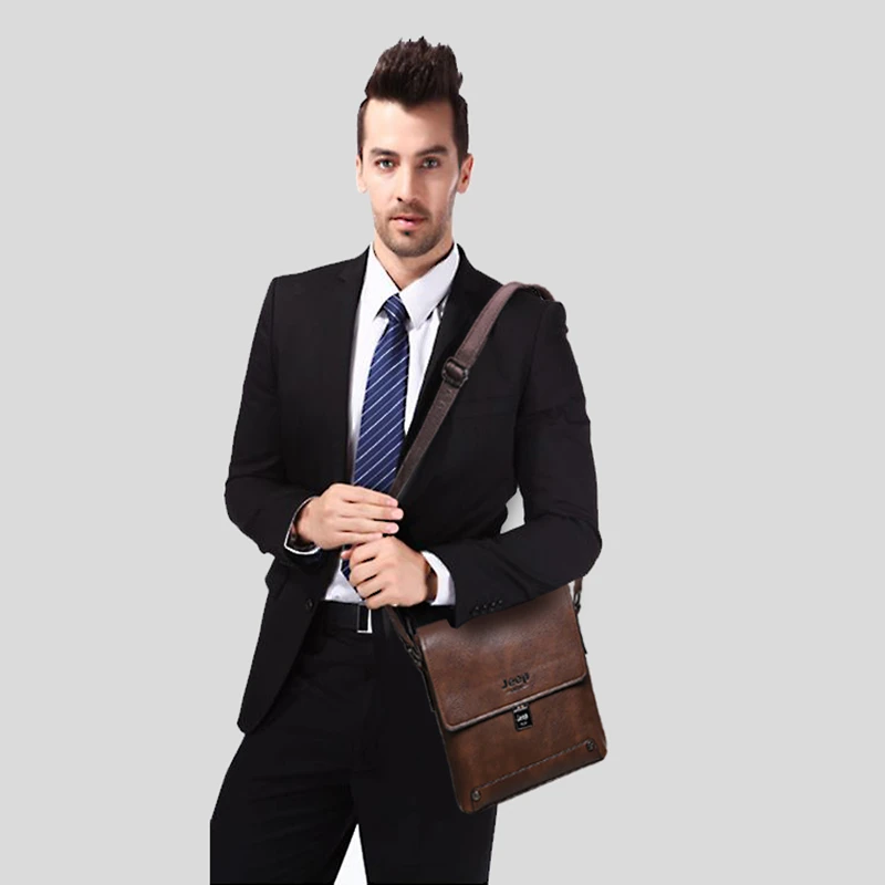 JEEP BULUO Brand Man's Business Briefcase Messenger Shoulder Bags Male Totes Man's High Quality Cow Split Leather Bags  5840