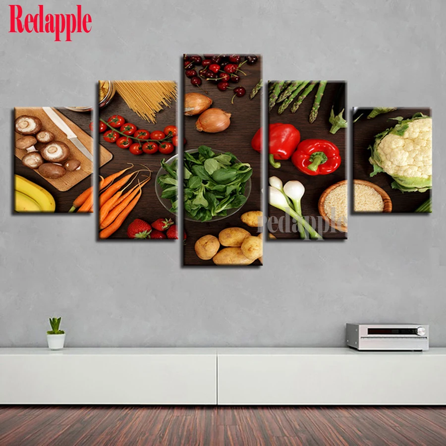

5d diy diamond painting Vegetable cross stitch full square diamonds 3d diamond embroidery 5pcs home kitchen adornm decoration