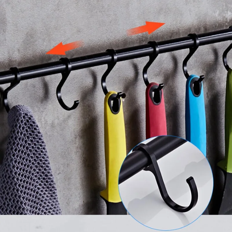 

Kitchen Wall Rail Pot Pan Utensil Lid Rack Storage Organizer 8 Hook Bathroom No Drilling Shower Caddy Towel Brush Hight Quality