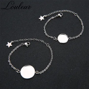 

5pcs/lot Fit 12/14/16/18/20mm Stainless Steel Round Blank Bracelet Findings Tray Bezel Setting Cabochon Cameo Base For Jewelry
