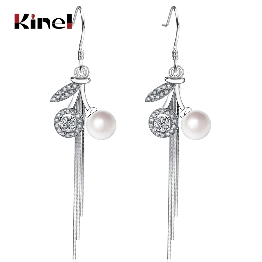 

Kinel Luxury 925 Sterling Silver Linear Tassel Earrings Fashion Wedding Party Dangle Earrings Fine Jewelry Female Gift