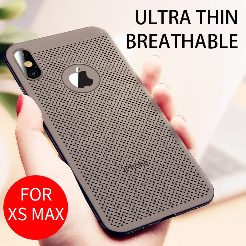 IHaitun, роскошный дышащий чехол для iPhone XS MAX, XR, X, чехол s, полые, отвод тепла, задняя крышка для iPhone X 10, 7, 8 Plus, Жесткий ПК